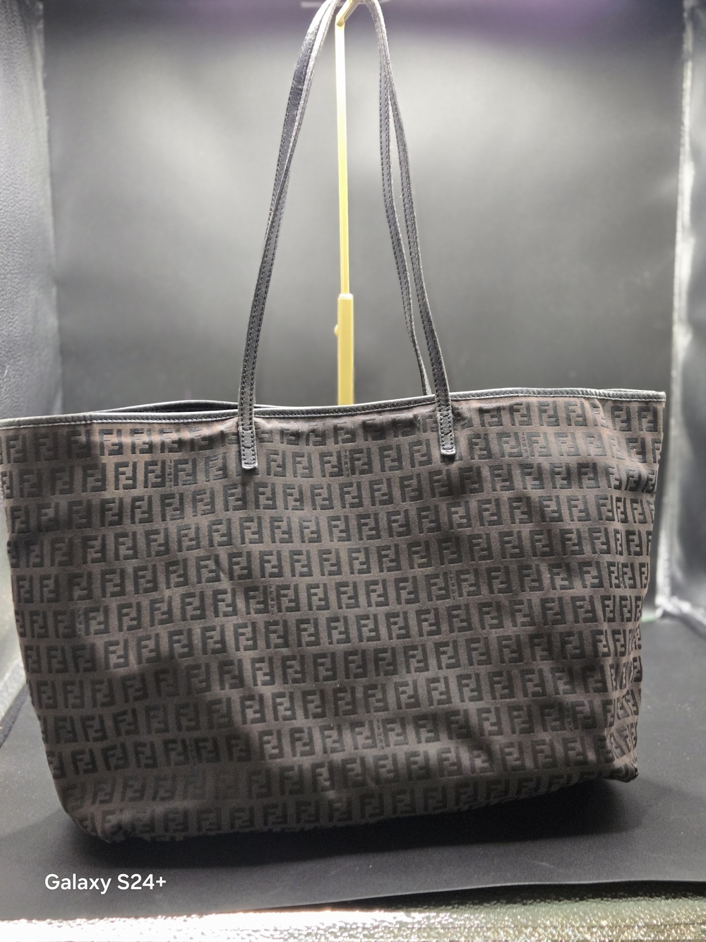 Authentic Fendi Zucchino FF Canvas Shopping Tote Bag Brown/Black | Made in Italy